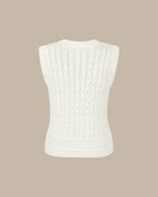 White Knit Cardigan with Single Breasted Design
