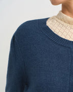 Blue Slim-Fit Round Neck Knit Cardigan