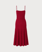 Textured Red Midi Sweater Dress