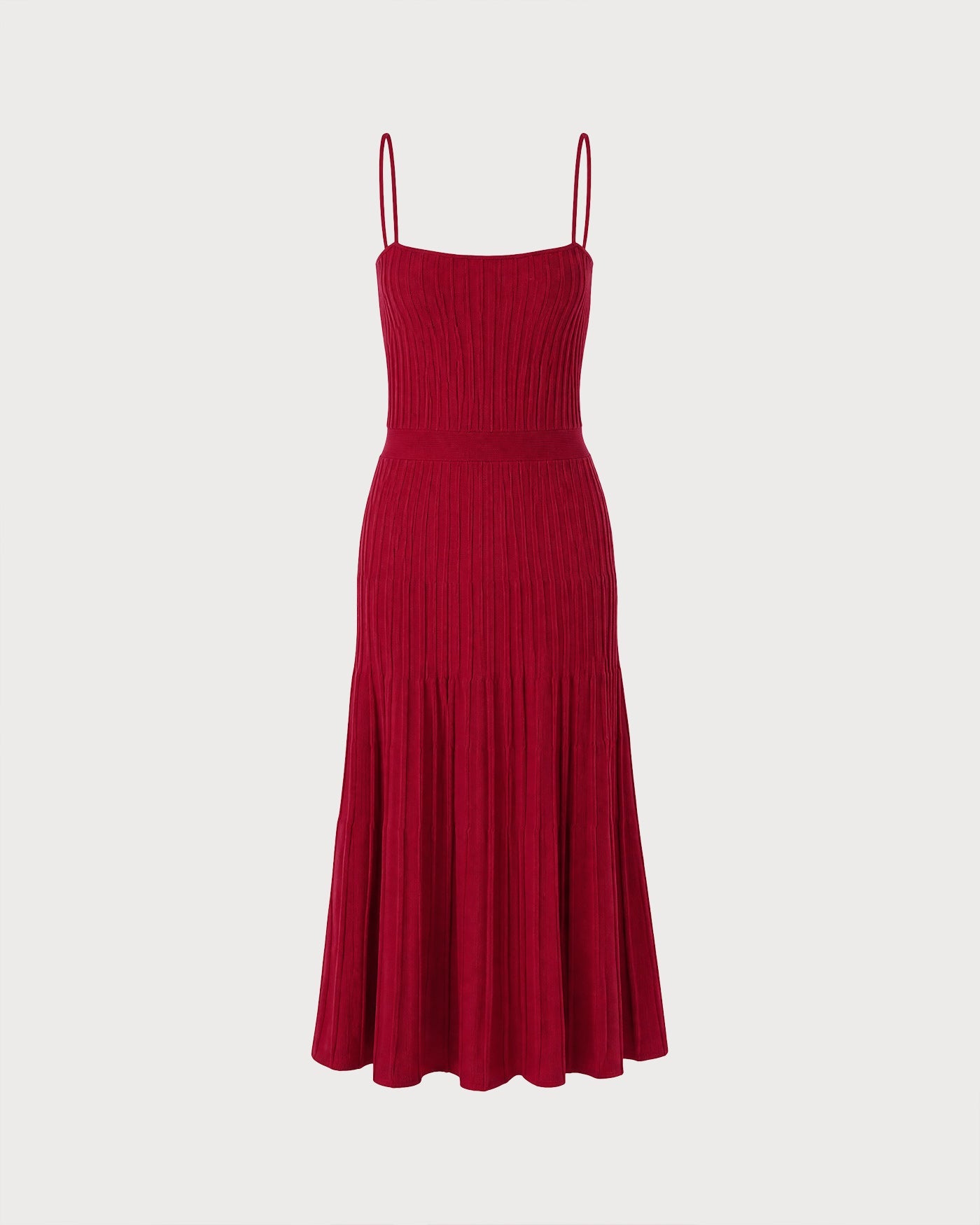 Textured Red Midi Sweater Dress