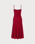Textured Red Midi Sweater Dress