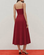Textured Red Midi Sweater Dress