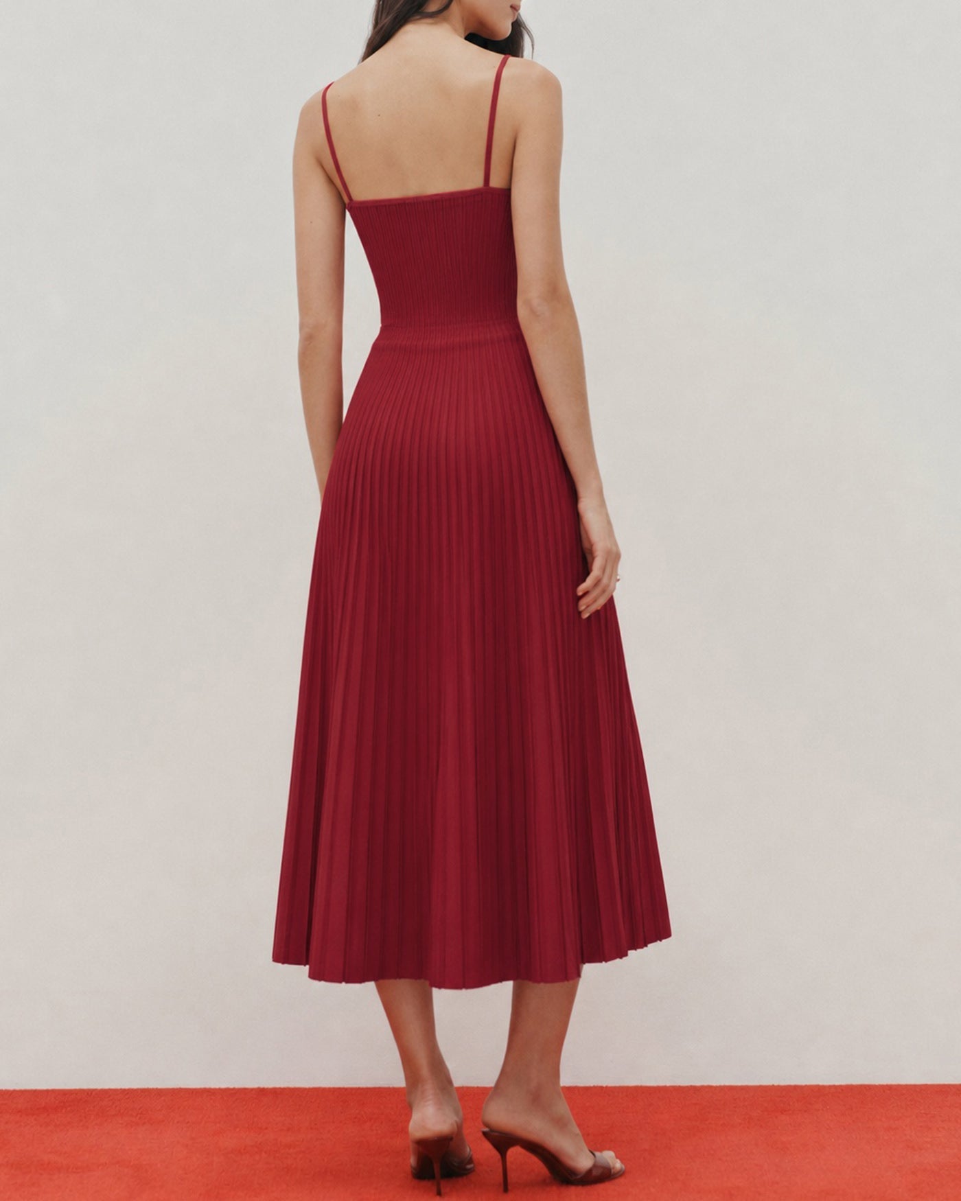 Textured Red Midi Sweater Dress