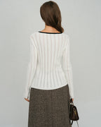 White Viscose Knit Cardigan with Single Breasted Closure