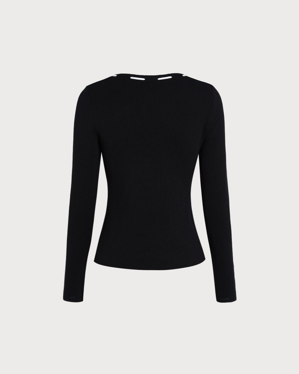 Black Viscose Knit Top with Square Neck