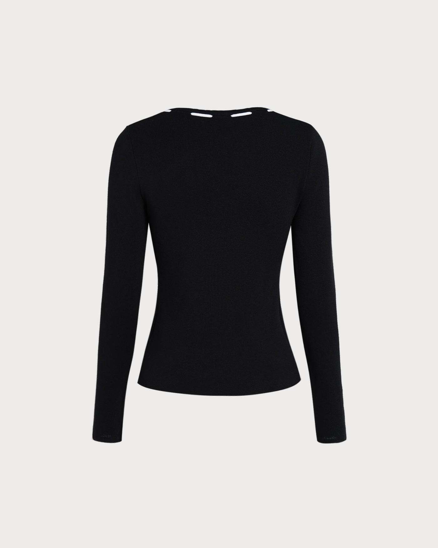 Black Viscose Knit Top with Square Neck