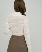 Beige Viscose Knit Turtle Neck Tee