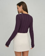 Purple Slim-Fit Round Neck Knit T-Shirt