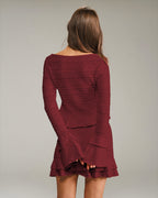 Elegant Bell Sleeve Knit Top in Wine Red