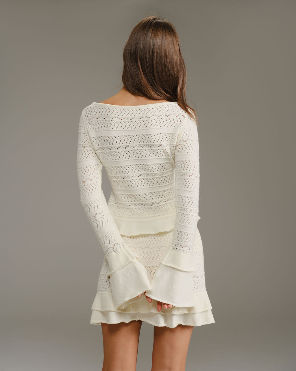 Beige Ruffled Bell Sleeve T-Shirt