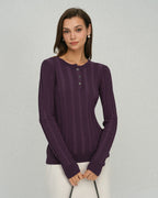 Purple Slim-Fit Round Neck Knit T-Shirt
