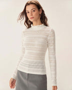 Beige Viscose Knit Turtle Neck Tee