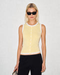 Knitted Tank Top with Yellow Contrast Buttons