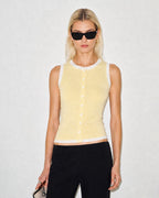 Knitted Tank Top with Yellow Contrast Buttons
