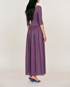 Purple V-Neck Ruched A-Line Maxi Gown