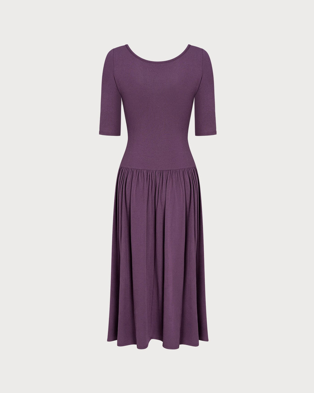 Purple V-Neck Ruched A-Line Maxi Gown