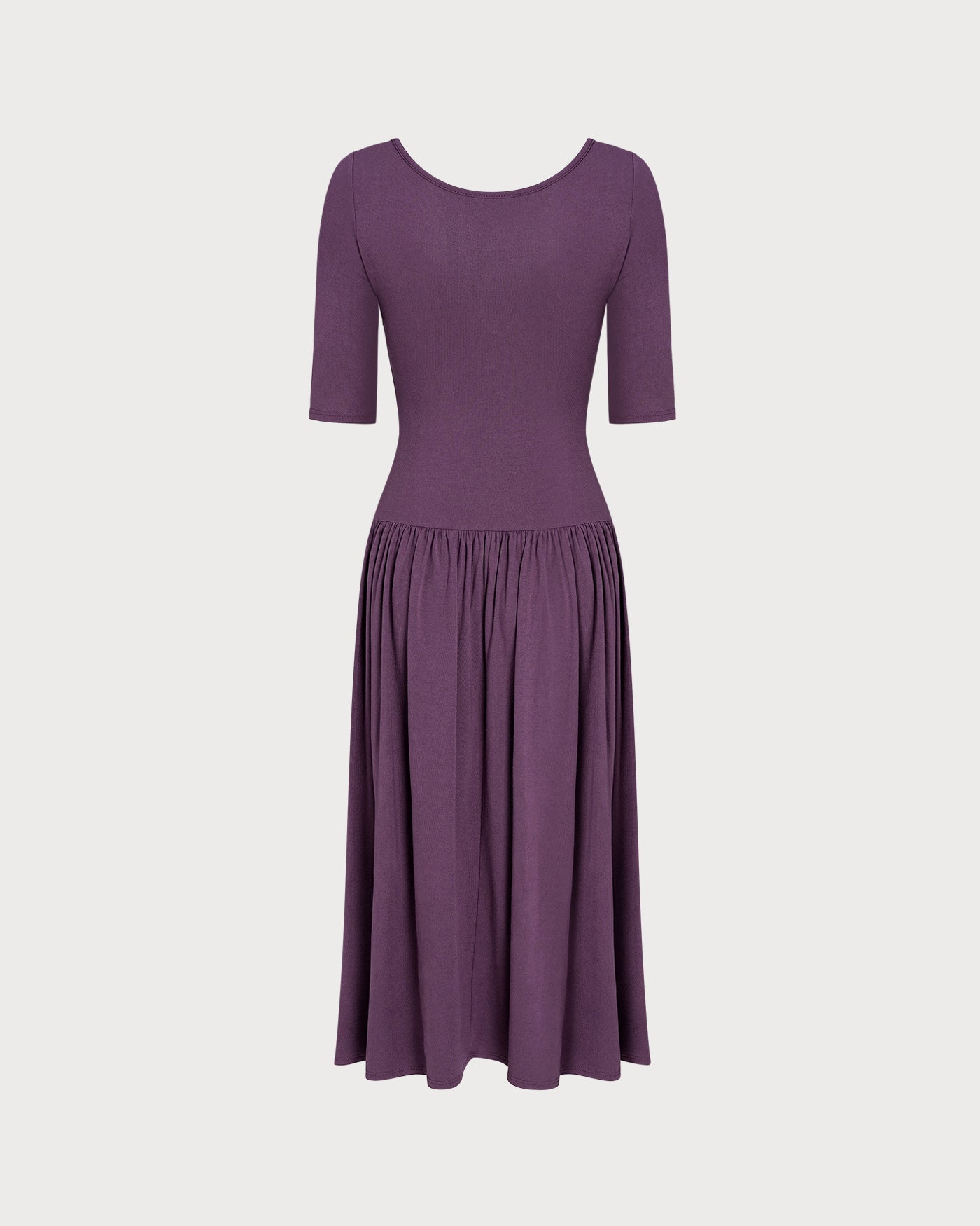 Purple V-Neck Ruched A-Line Maxi Gown