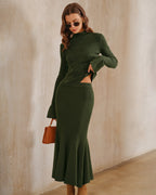 Emerald Knit Mermaid Midi Skirt