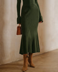 Emerald Knit Mermaid Midi Skirt
