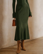 Emerald Knit Mermaid Midi Skirt