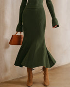 Emerald Knit Mermaid Midi Skirt