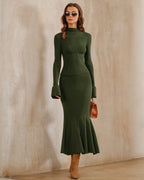 Emerald Knit Mermaid Midi Skirt