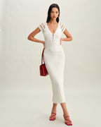 White Crochet Knit Bodycon Dress