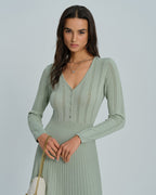 Emerald V-Neck Viscose Sweater Dress