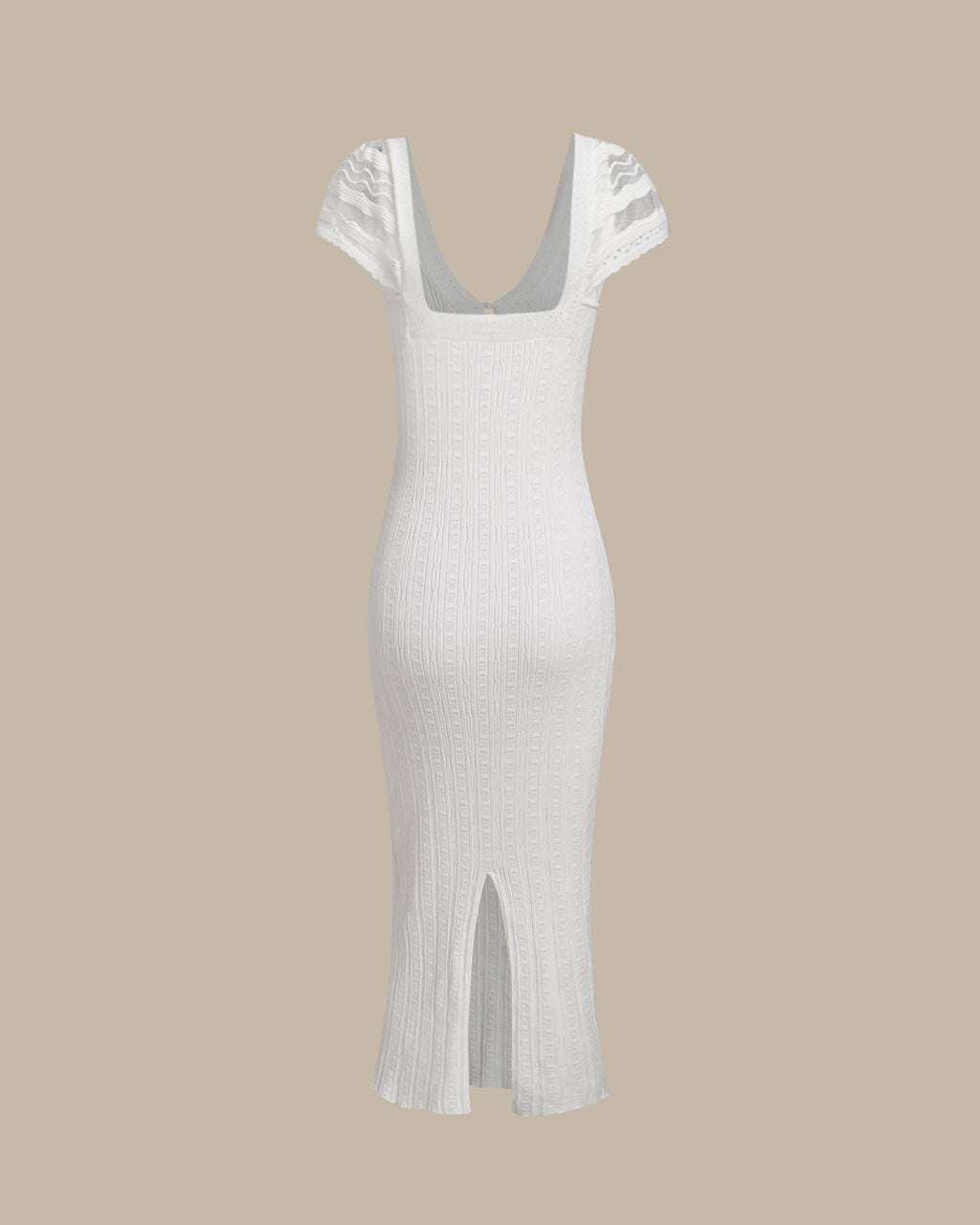 White Crochet Knit Bodycon Dress