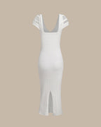 White Crochet Knit Bodycon Dress
