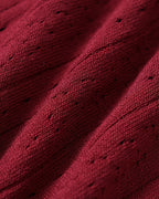 Scalloped Viscose Sweater Dress in Wine Red