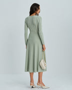 Emerald V-Neck Viscose Sweater Dress