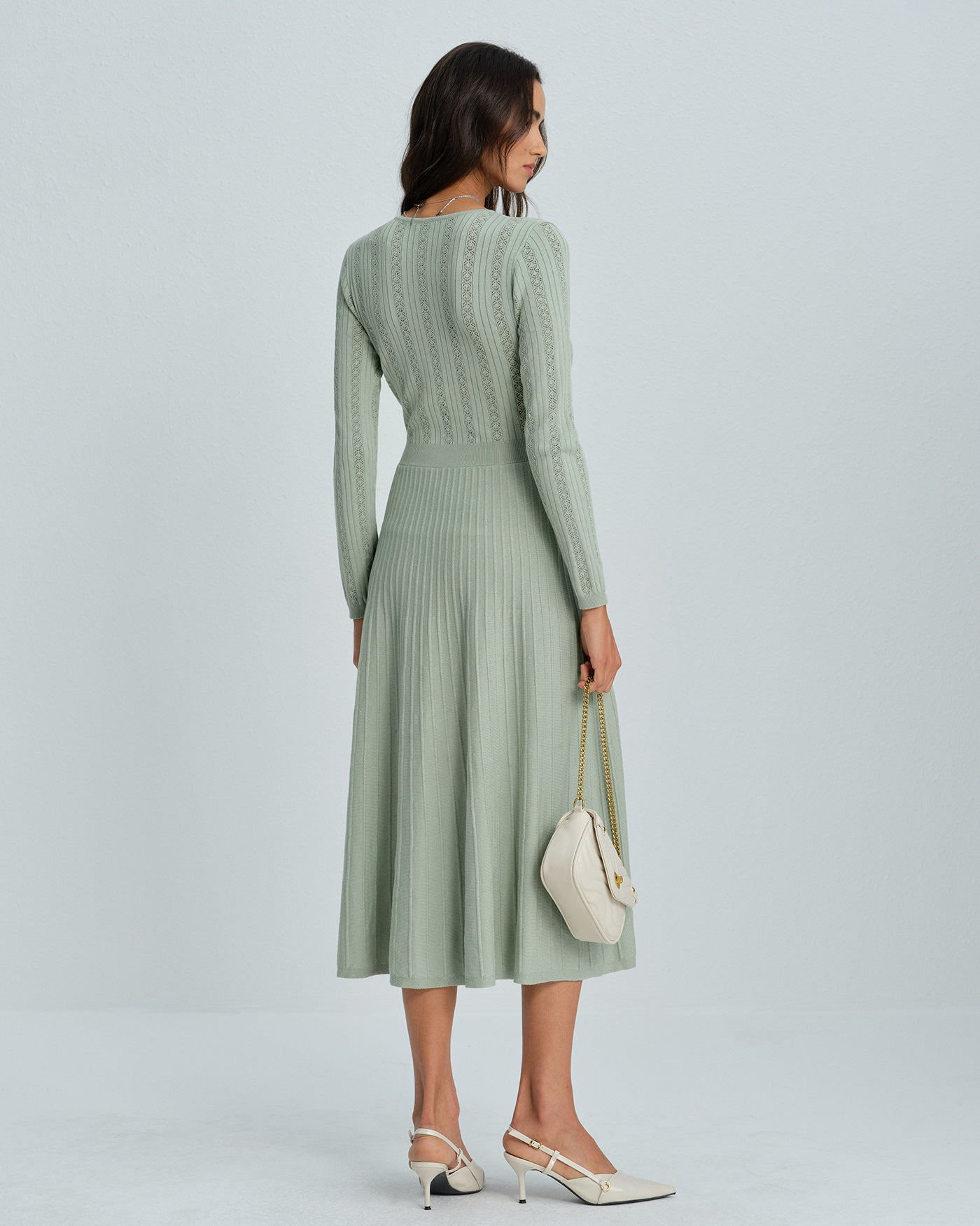 Emerald V-Neck Viscose Sweater Dress