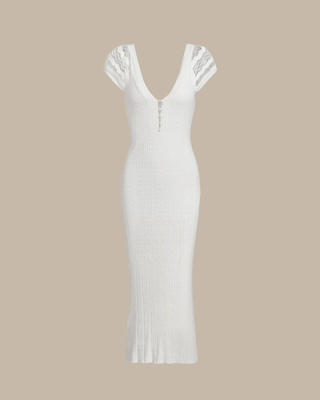 White Crochet Knit Bodycon Dress