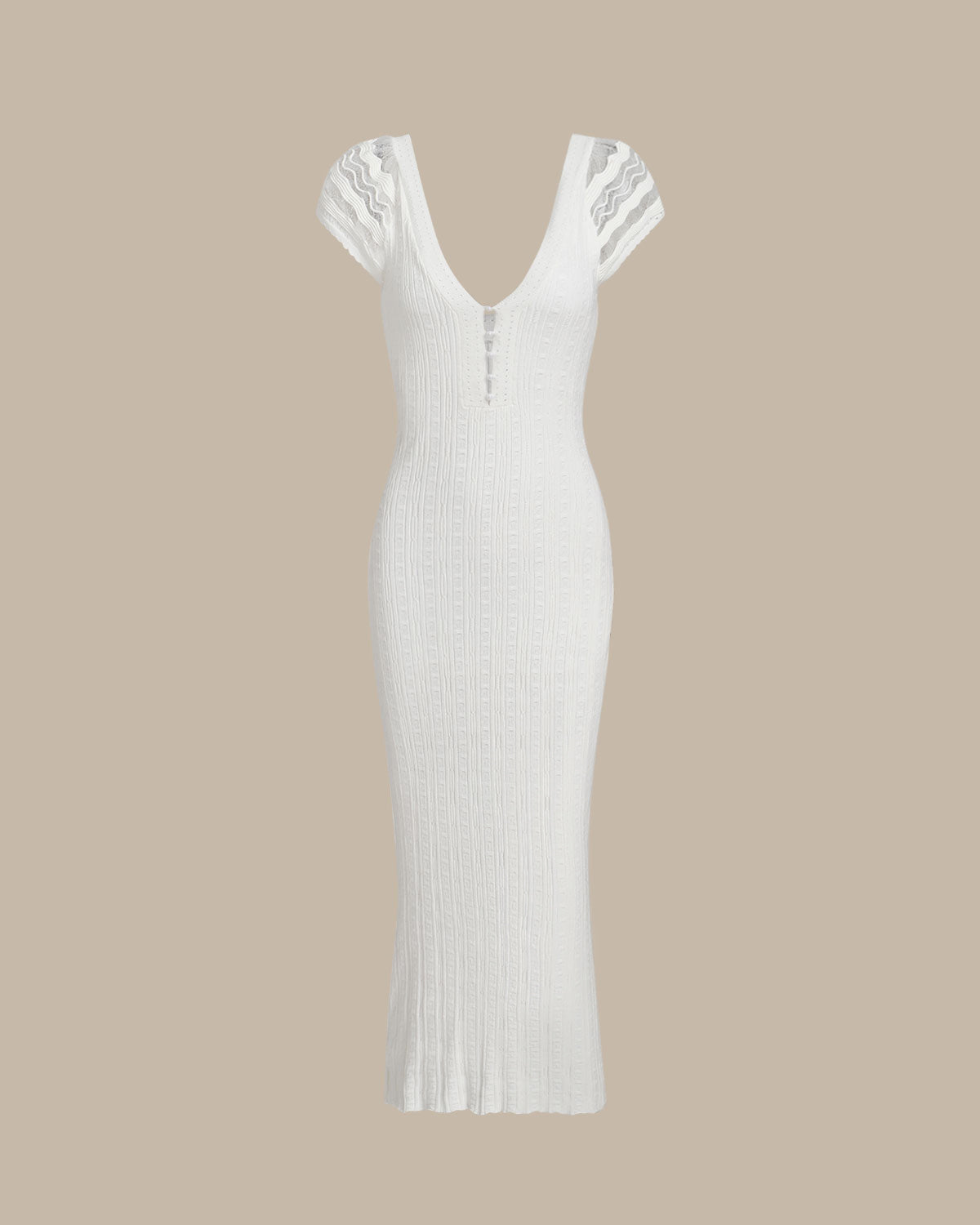 White Crochet Knit Bodycon Dress