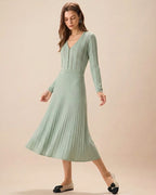Emerald V-Neck Viscose Sweater Dress