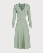 Emerald V-Neck Viscose Sweater Dress