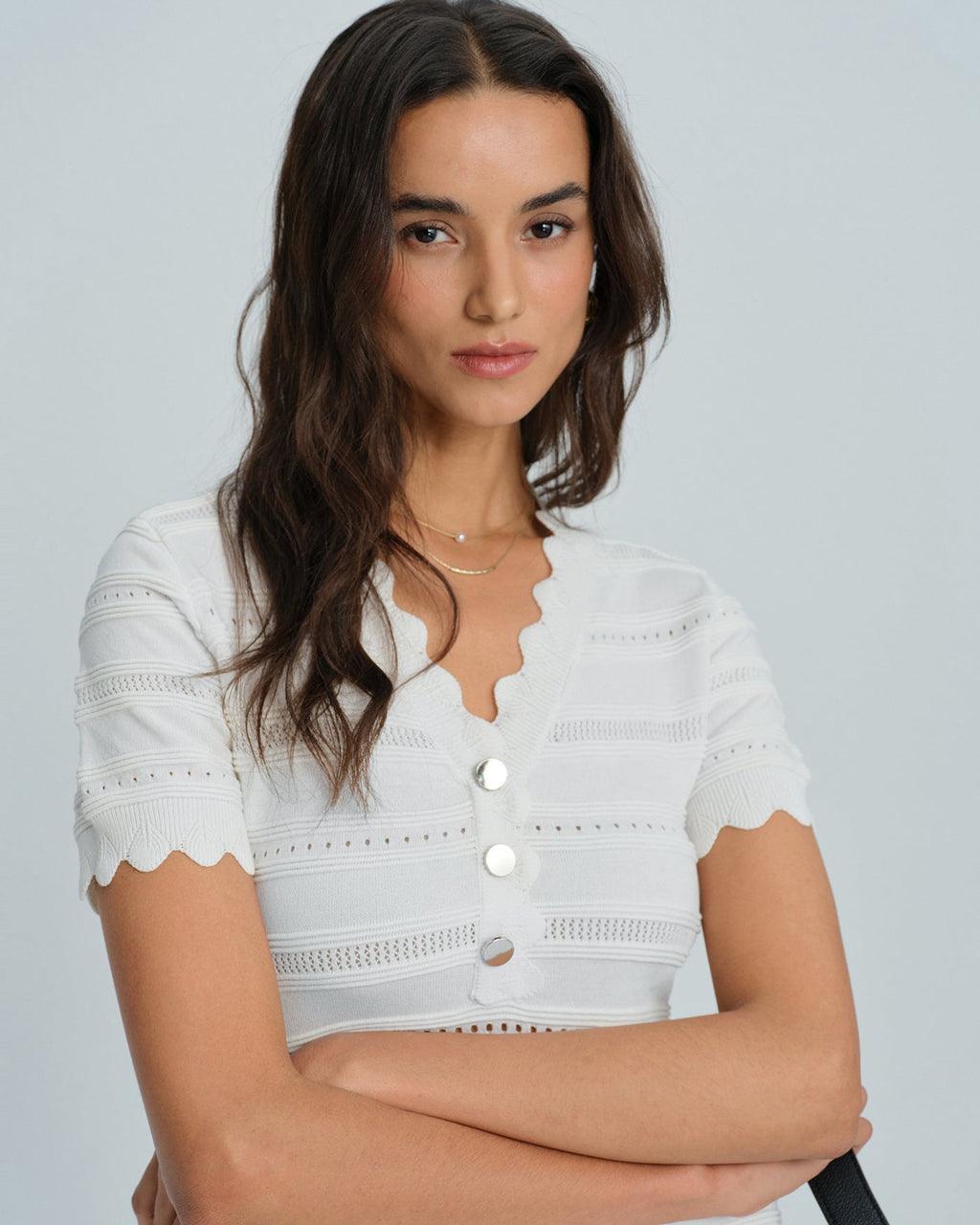 White V-Neck Sweater Dress in Viscose