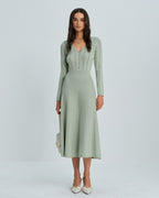 Emerald V-Neck Viscose Sweater Dress