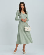 Emerald V-Neck Viscose Sweater Dress