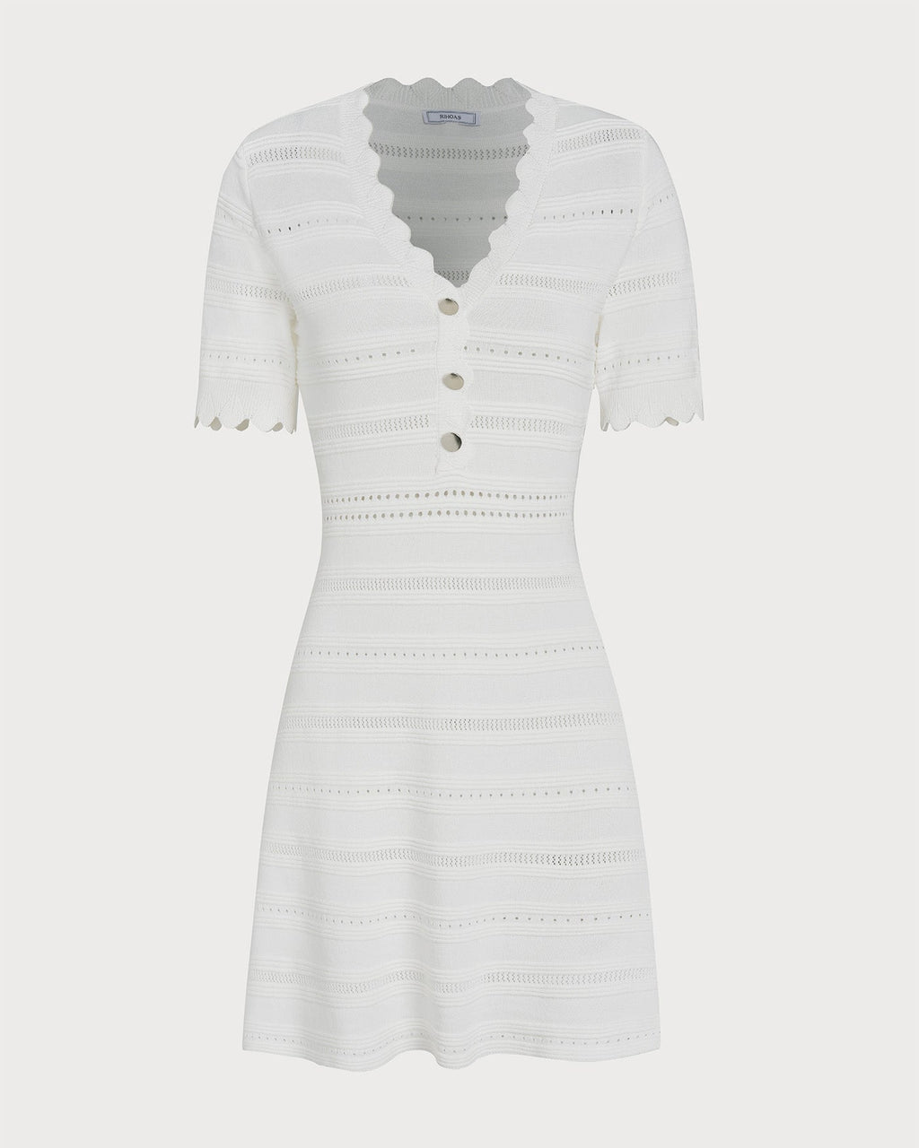 White V-Neck Sweater Dress in Viscose