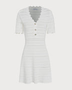 White V-Neck Sweater Dress in Viscose