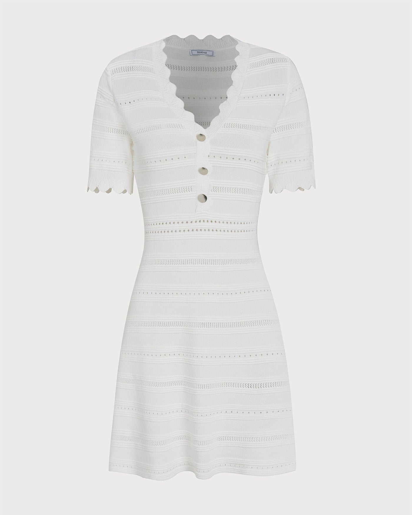 White V-Neck Sweater Dress in Viscose