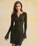 Emerald A-Line Sweater Dress with Bell Sleeves