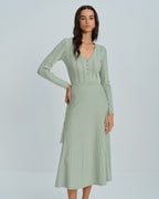 Emerald V-Neck Viscose Sweater Dress