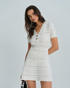 White V-Neck Sweater Dress in Viscose