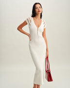 White Crochet Knit Bodycon Dress