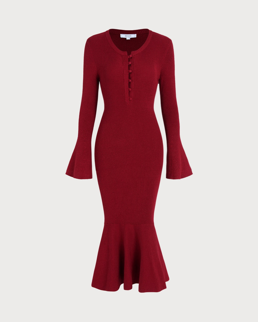 Mermaid Sweater Dress in Wine Red