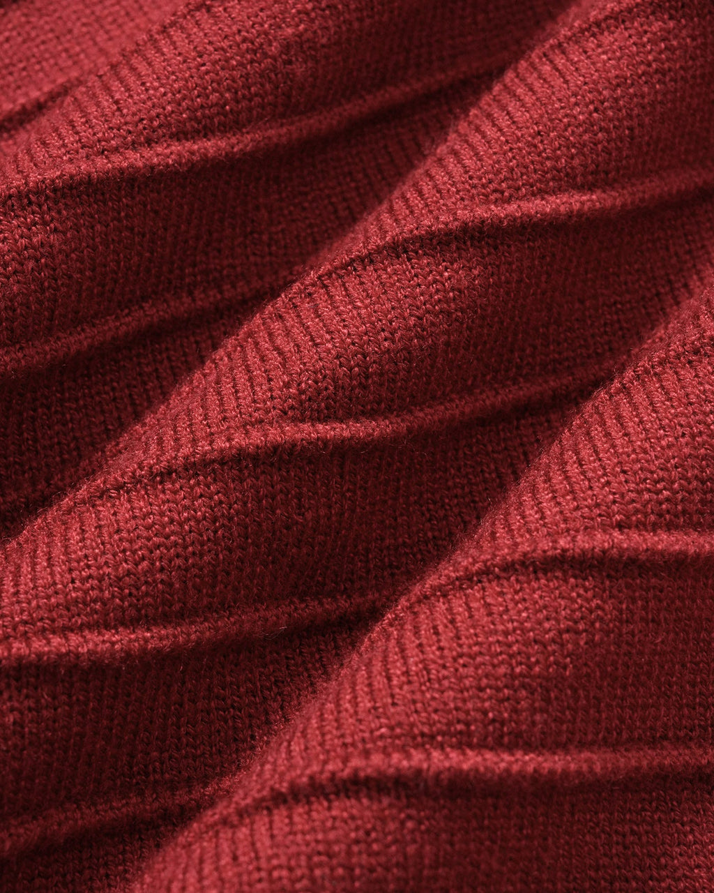 Wine Red A-Line Sweater Dress with Lantern Sleeves