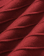 Wine Red A-Line Sweater Dress with Lantern Sleeves